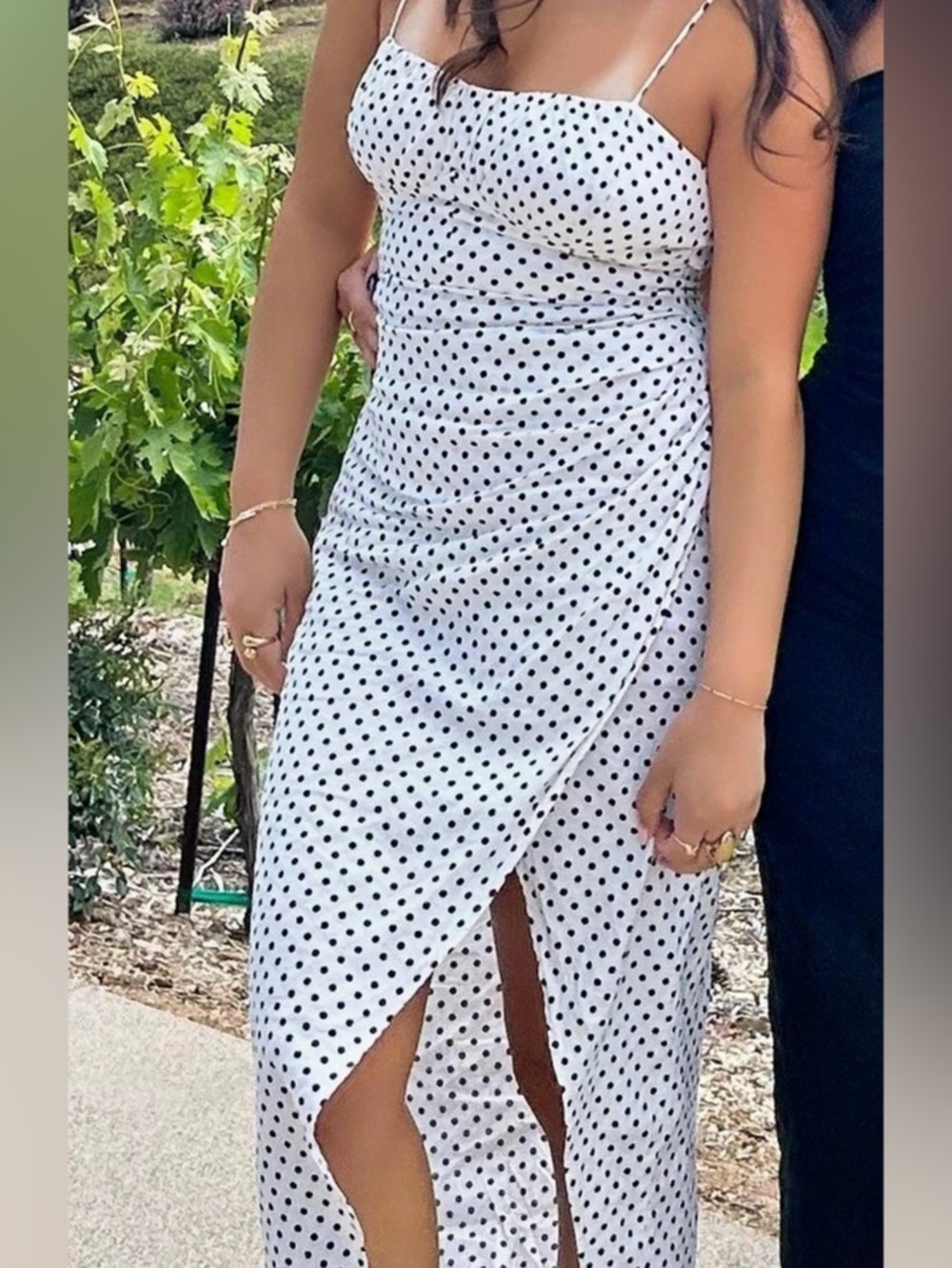Zara Polka Dot Midi Dress in White & Black